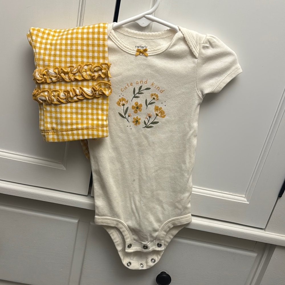 Floral Baby Onesie with Gingham Bloomers